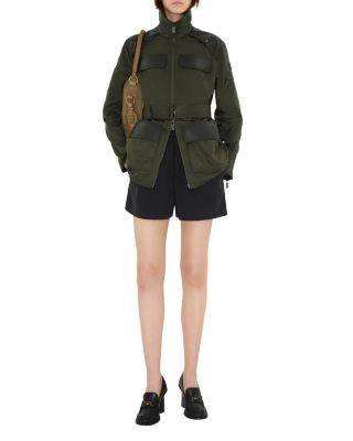 Leather Trim Nylon Blend Field Jacket