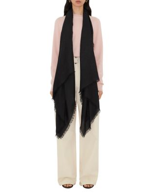  Wide Check Wool Silk Scarf