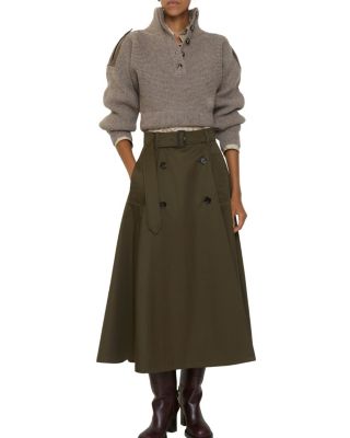 Gabardine Trench Midi Skirt