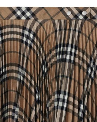  Pleated Check Wool Blend Skirt