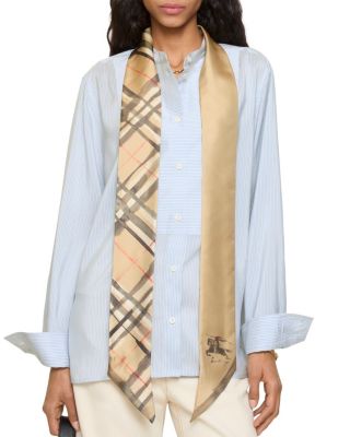  Skinny Watercolour Check Silk Scarf