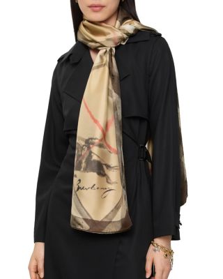  Wide Watercolour Check Silk Scarf