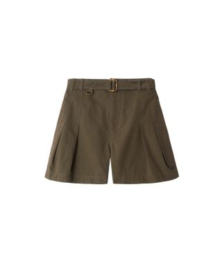 Gabardine Belted Shorts