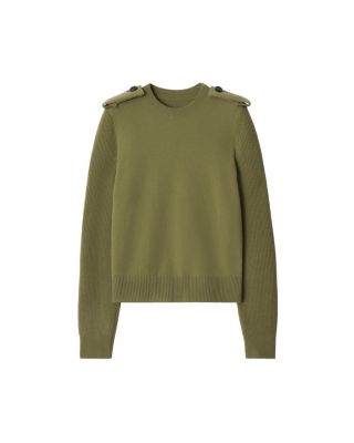  Check Epaulette Wool Cashmere Blend Sweater