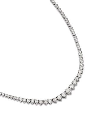 Diamond Graduated Tennis Necklace in 14K White Gold, 10.10 tcw