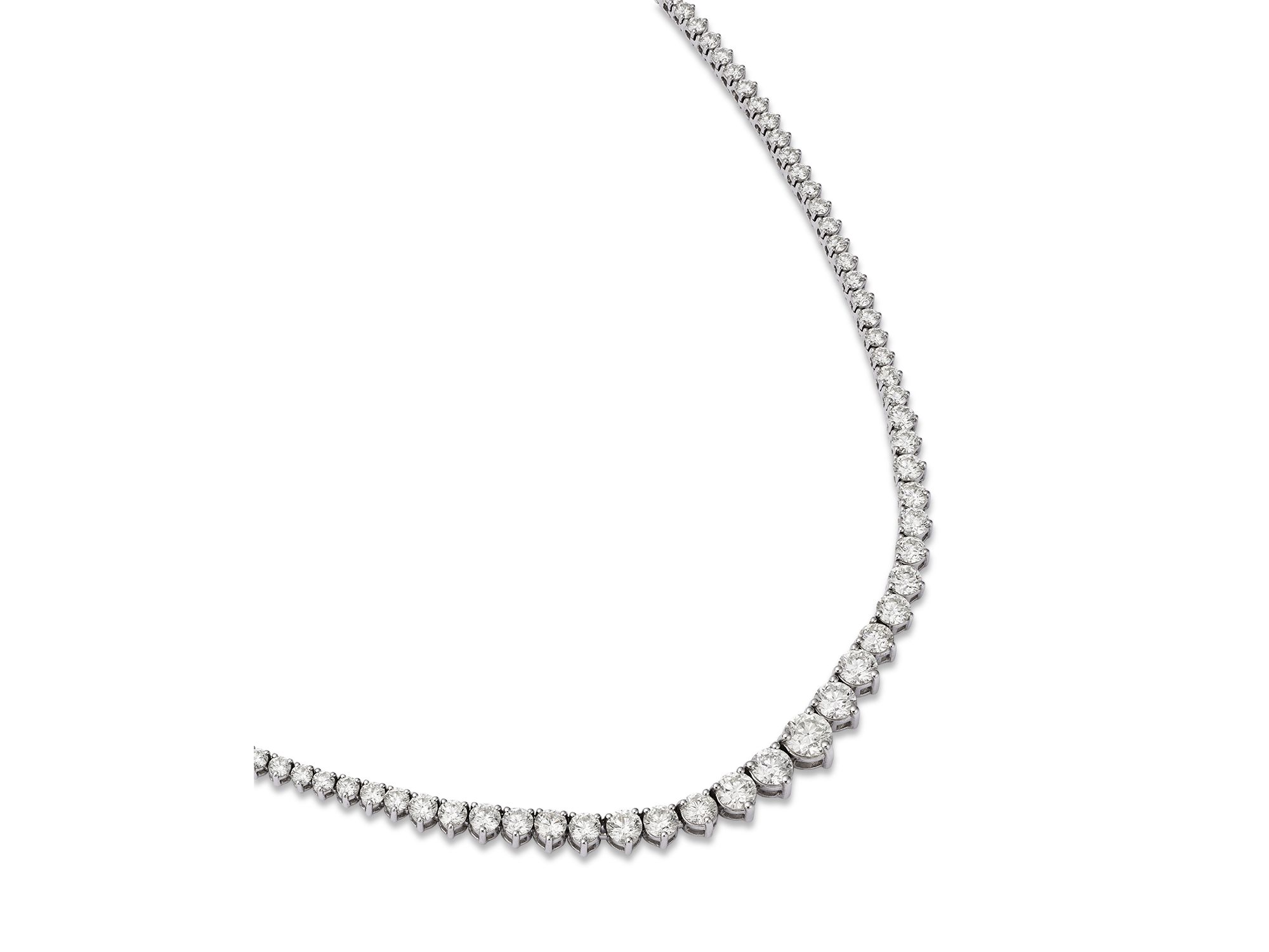 Diamond Graduated Tennis Necklace in 14K Gold, 10.10 tcw — Image 3