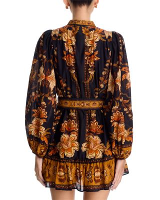 Majestic Garden Beaded Buckle Long Sleeved Mini Dress