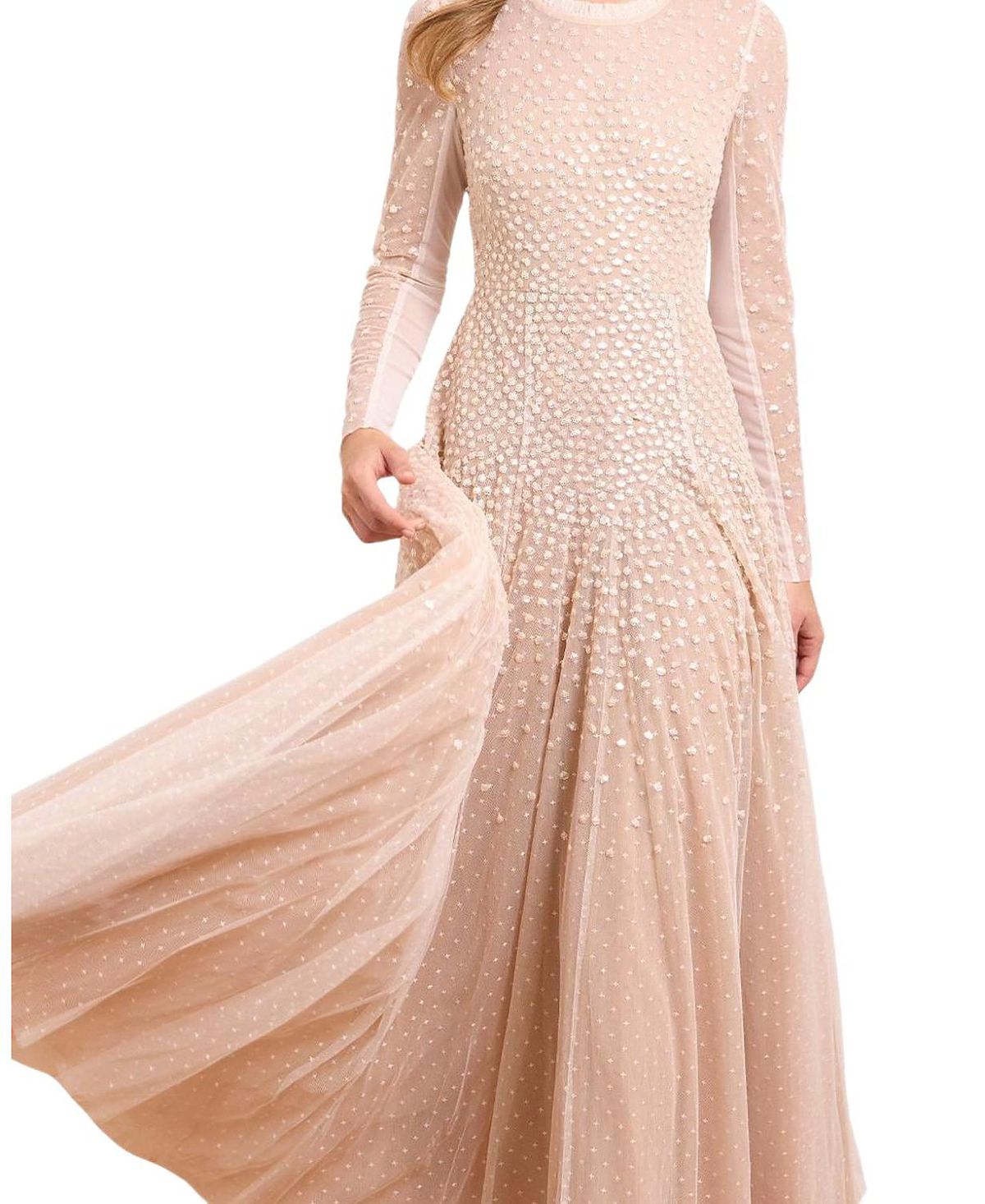 Needle & Thread Sequin Cascade Round Neck Gown