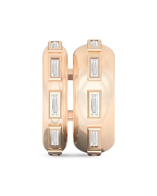 Shahla Karimi From The Luxe Collection Certified Lab Grown Diamond Baguette Le Corbusier Puff Set Double Ear Cuff  In Gold