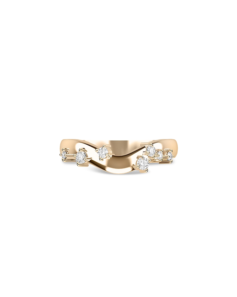 Shahla Karimi From The Luxe Collection Certified Lab Grown Diamond Gaudi Batllo 3mm Curved Sea Glass Band In 14k Y In Gold
