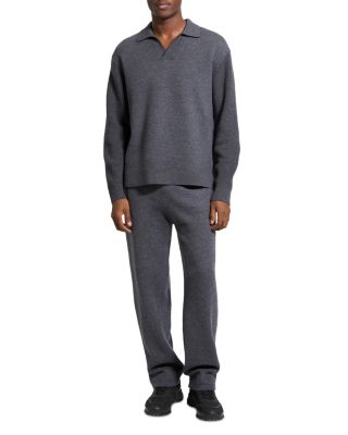 Open Collar Merino Wool Polo Sweater