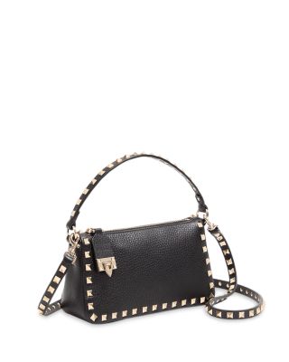 Rockstud Small Black Grainy Leather Crossbody Bag