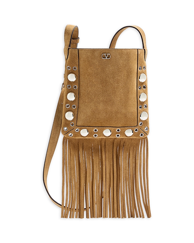 Valentino Garavani Nellcote Small VLogo Fringe Suede Crossbody Bag