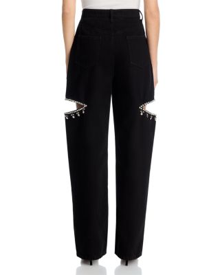Ayla High Rise Embellished Jeans in Black