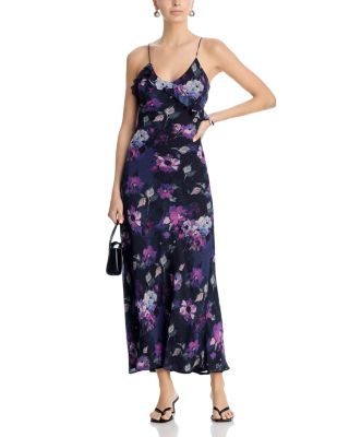 Watercolor Floral Ruffle Maxi Slip Dress - Exclusive