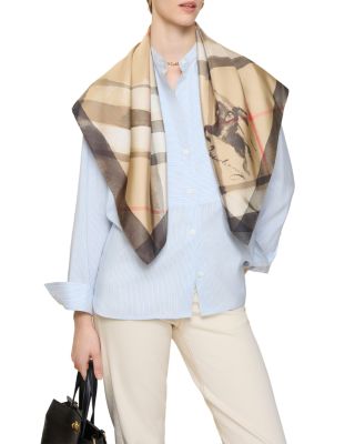 Watercolor Check Silk Scarf 