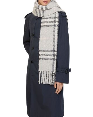 Check Alpaca Wool Blend Boucl&eacute; Scarf