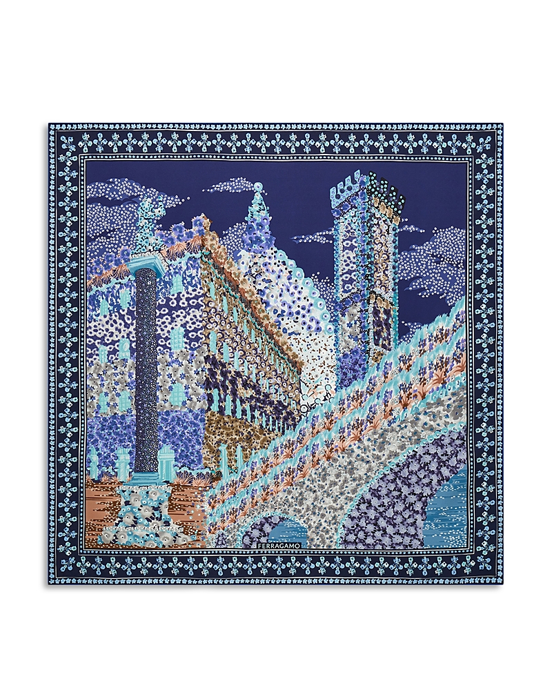 Ferragamo Palazzo Print Square Silk Scarf