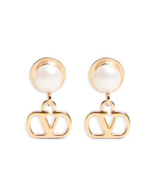 Valentino Garavani V Logo Signature Pearl Earrings In Multi