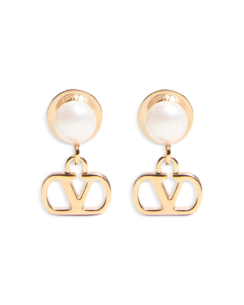 Valentino Garavani V Logo Signature Pearl Earrings In Multi