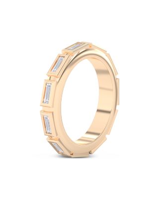 Certified Lab Grown Diamond Baguette Le Corbusier Puff Set Band in 14K Yellow Gold, 0.67 tcw
