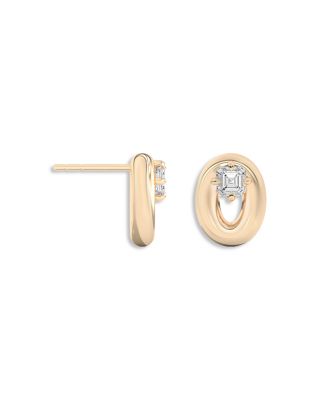 Certified Lab Grown Diamond Doshi Puff Studs with Asschers in 14K Yellow Gold, 0.81 tcw