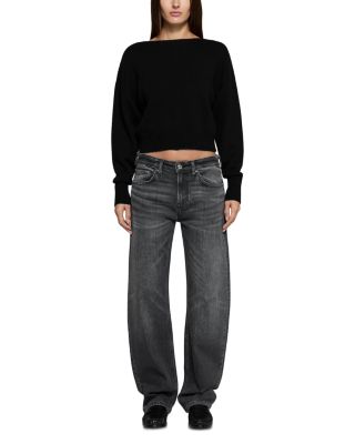 Alida High Rise Loose Bowed Jeans in Smoke