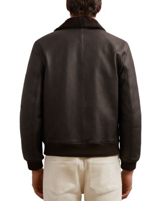 Shearling Collar Leather Jacket
