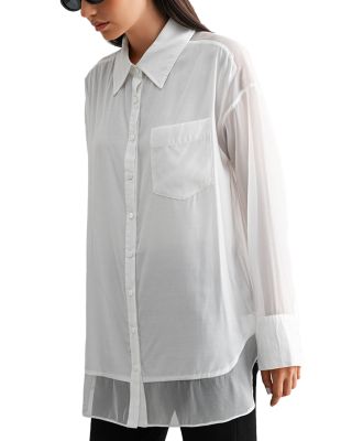 Organza Contrast Oversized Shirt  