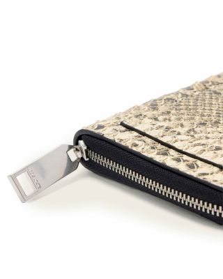 Lena Snake Embossed Leather Zip Wallet