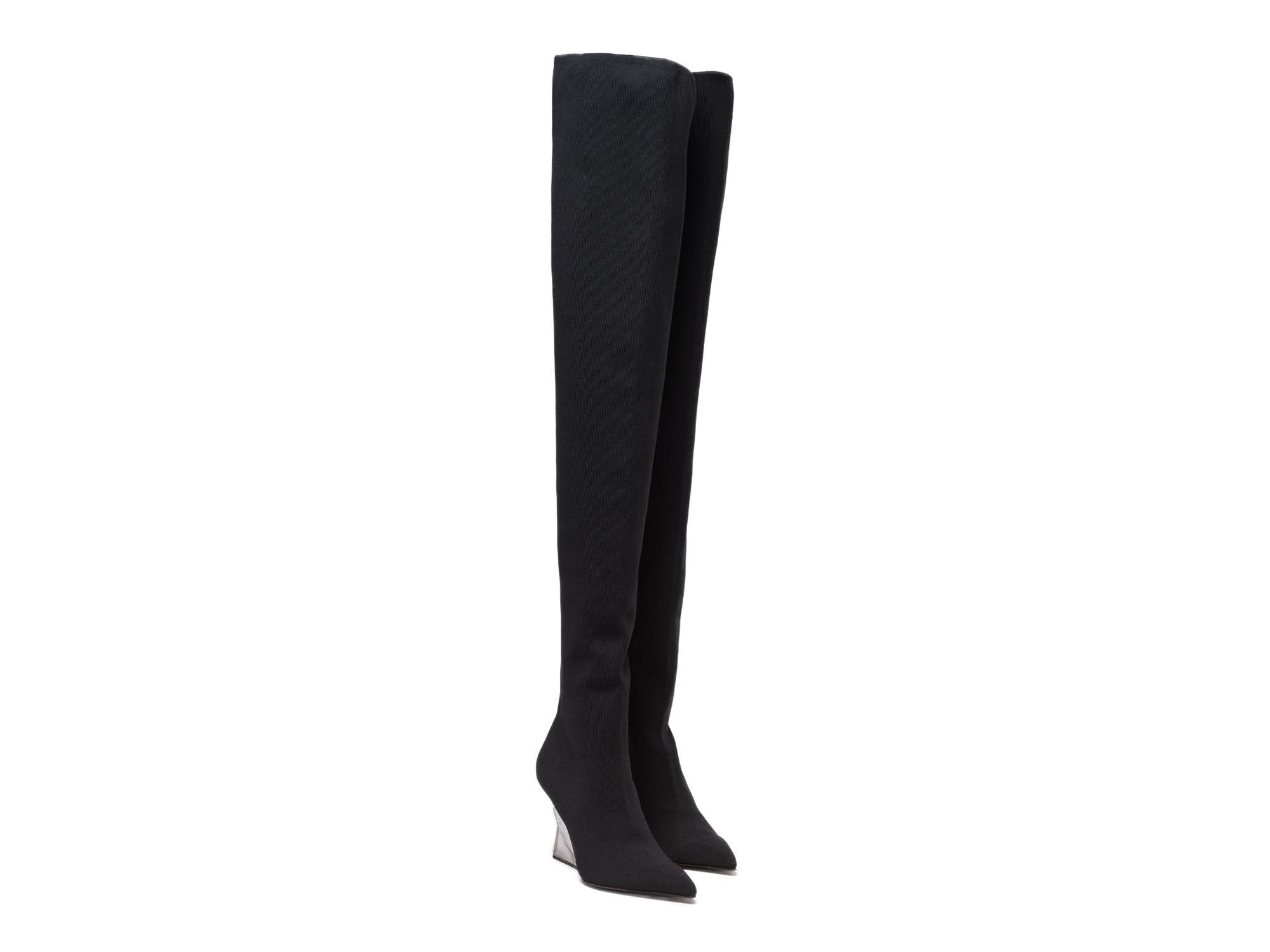Women's Wedge Knit Thigh-High Boots - Image 1