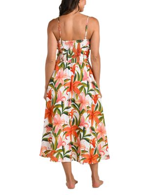 Jungle Blossoms Lace Up Dress Swim Cover-Up  