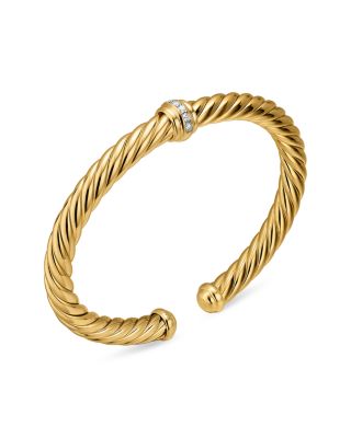 Cablespira&reg; Flex Center Station Bracelet in 18K Yellow Gold with Diamonds, 6mm