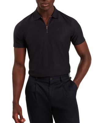 Zorin Herringbone Short Sleeve Zip Polo Shirt