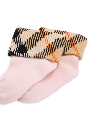 Unisex Check Turn Back Socks Set, Pack of 2 - Baby