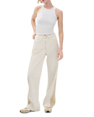 Logan High Rise Spliced Wide Leg Jeans in Twostone