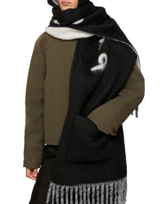  Logo Alpaca Wool Blend Hooded Scarf