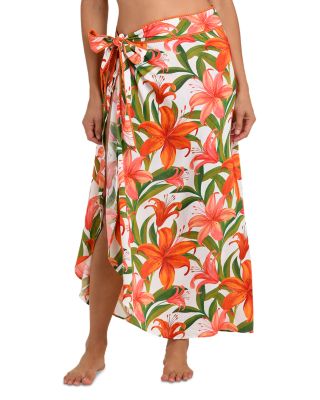 Jungle Blossoms Tie Wrap Skirt Swim Cover-Up