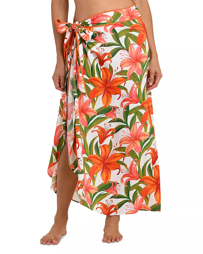 La Blanca Jungle Blossoms Tie Wrap Skirt Swim Cover-Up