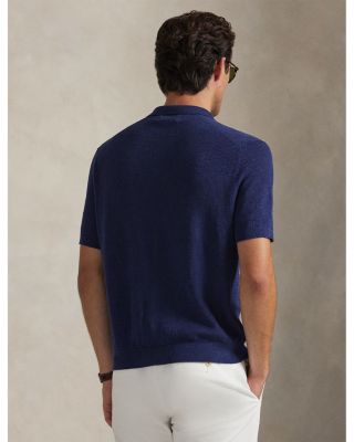 Textured Stretch Linen Blend Polo