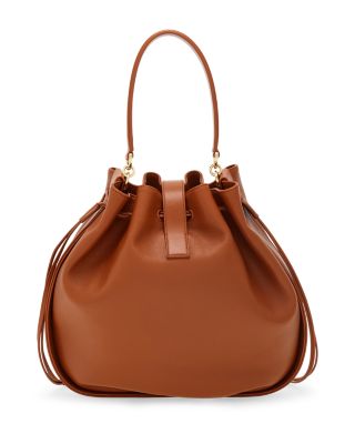 Hug Buckle Leather Bucket Bag
