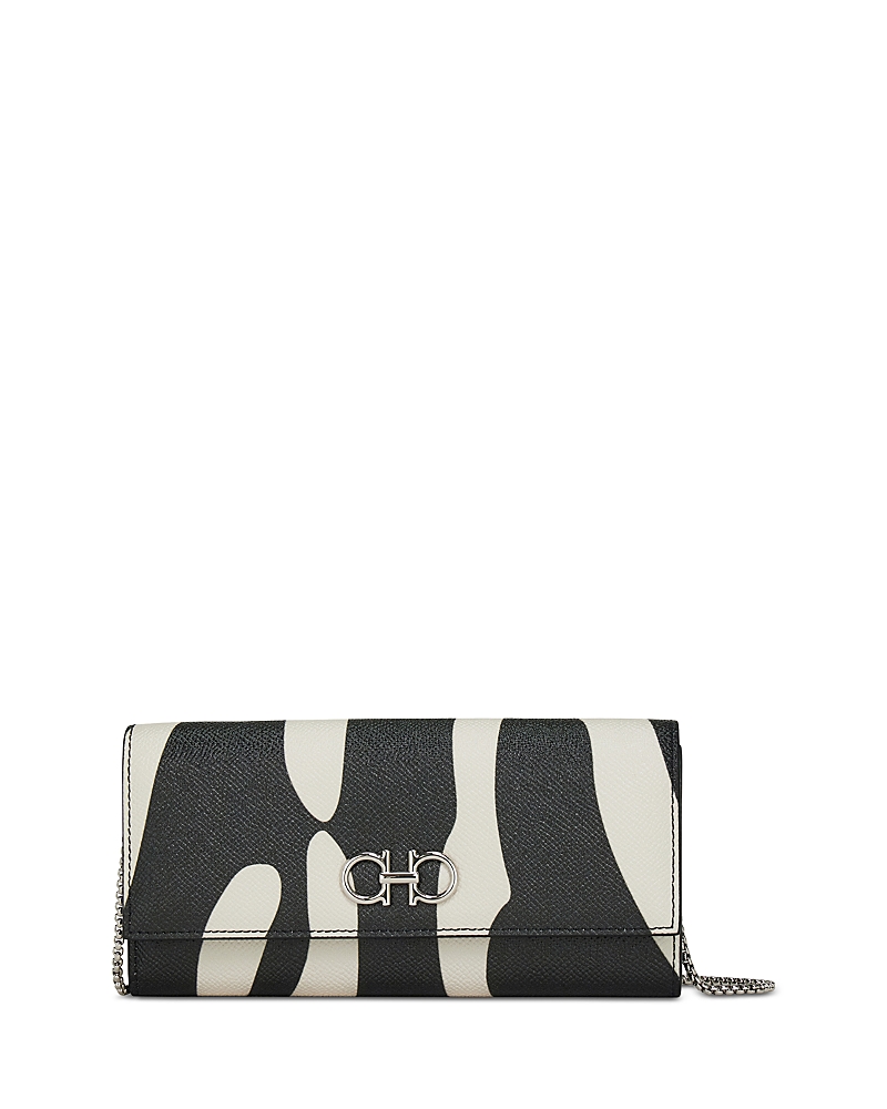 Ferragamo Gancini Leather Chain Wallet In Multi