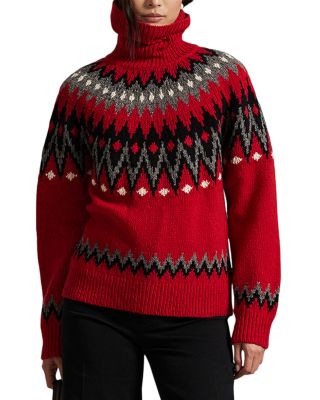 Fair Isle Wool Blend Turtleneck Sweater