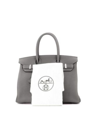 Birkin 30 Handbag Grey Clemence with Palladium Hardware