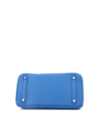 Birkin 30 Handbag Blue Clemence with Palladium Hardware