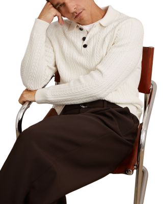 Half Button Cable Jumper Sweater