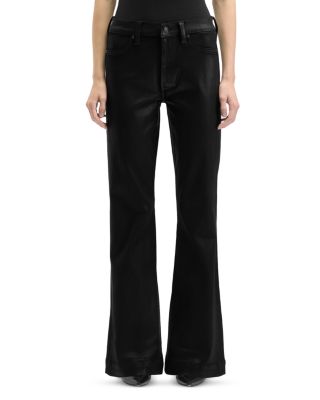 Dojo Tailorless Mid Rise Flare Jeans in Coated Black