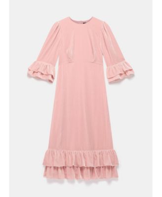 Women's Velvet Ruffle Midi Dress