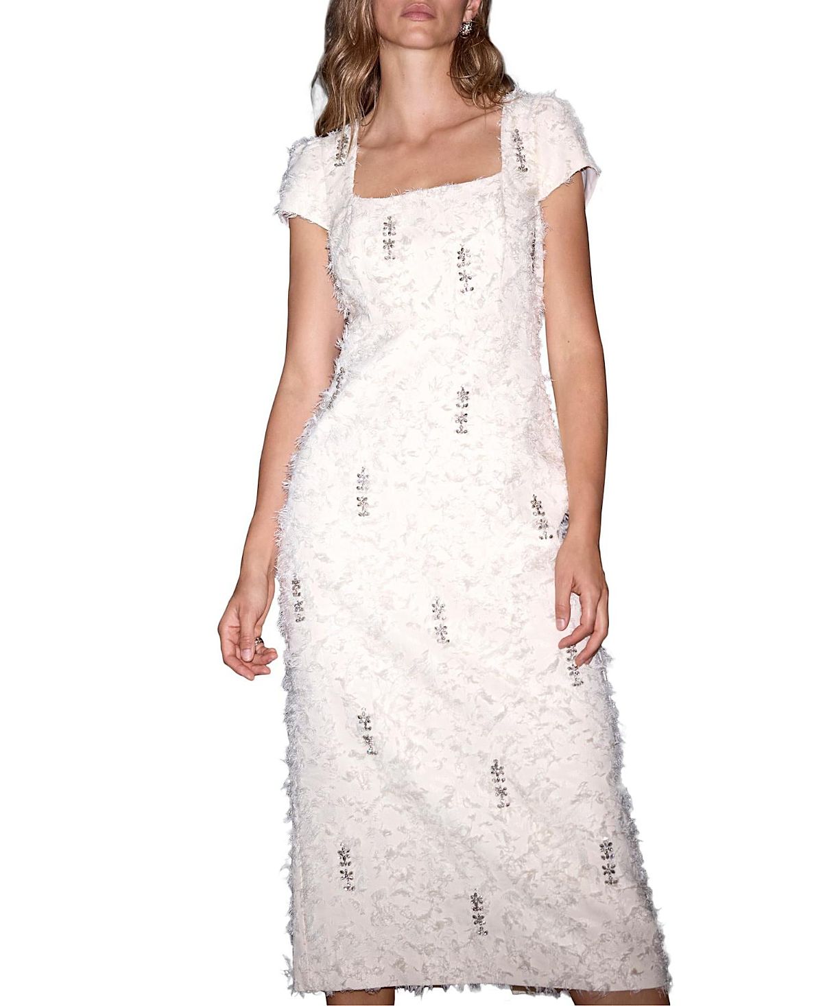 Mint Velvet Women's Embellished Jacquard Midi Dress
