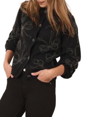 Women's Bow Detail Embellished Cardigan